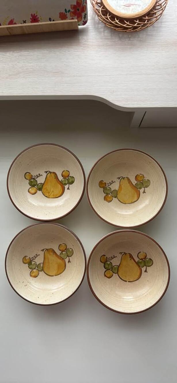 Vintage California Hand-Painted Ceramic Fruit Bowls Stoneware Poppytrail Merlox